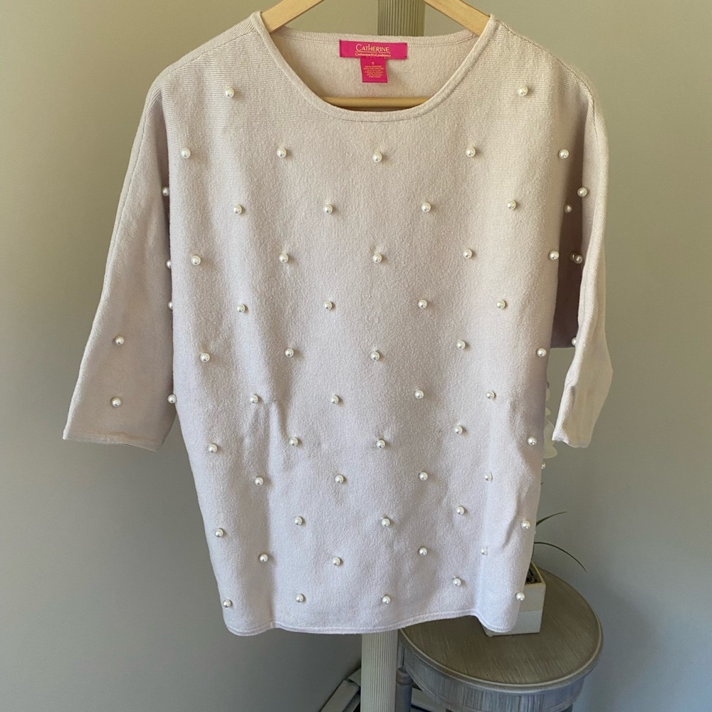 Catherine Malandrino crew neck pearl sweater
